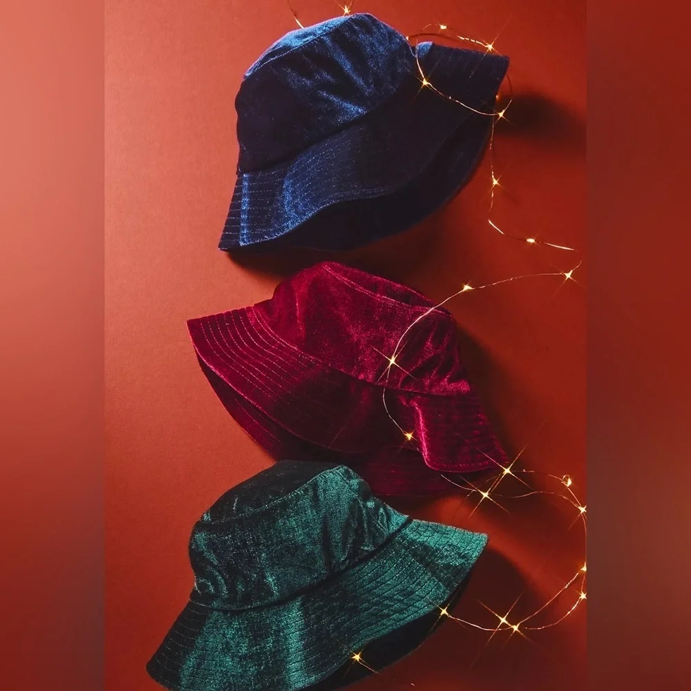 Velvet Bucket Hat-NAVY